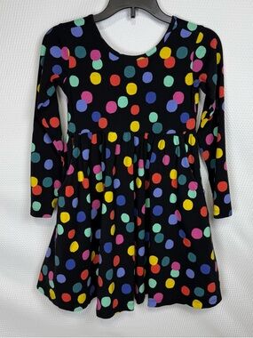 Hannah Anderson Black Polka Dotted Swing Dress Size 6-7 Pockets